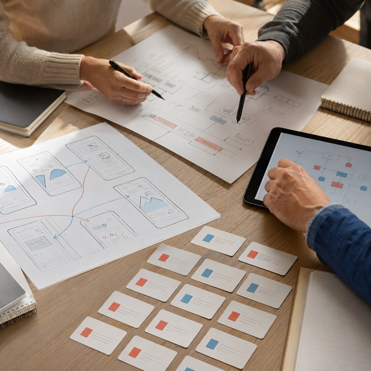 Workshop board connecting business goals, user workflows and software requirements